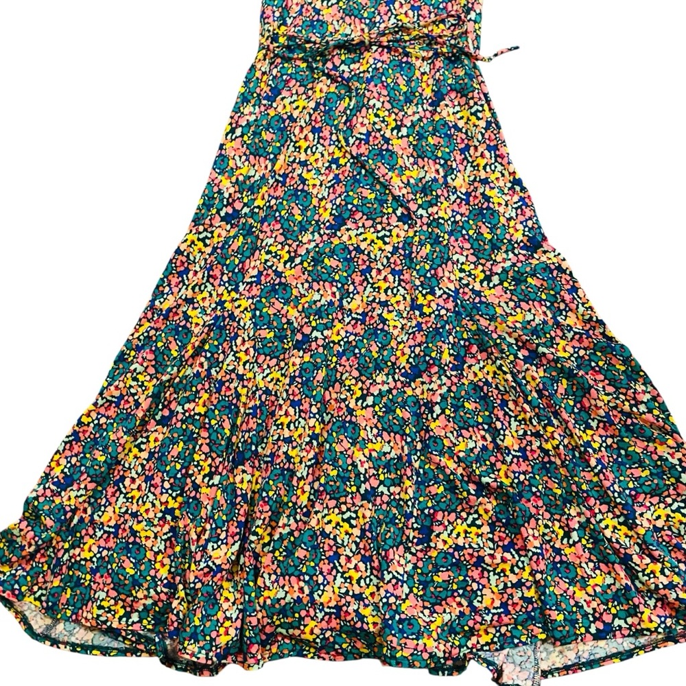 LOFT Floral Maxi Dress in Teal, Pink & Yellow - Picture 6 of 10
